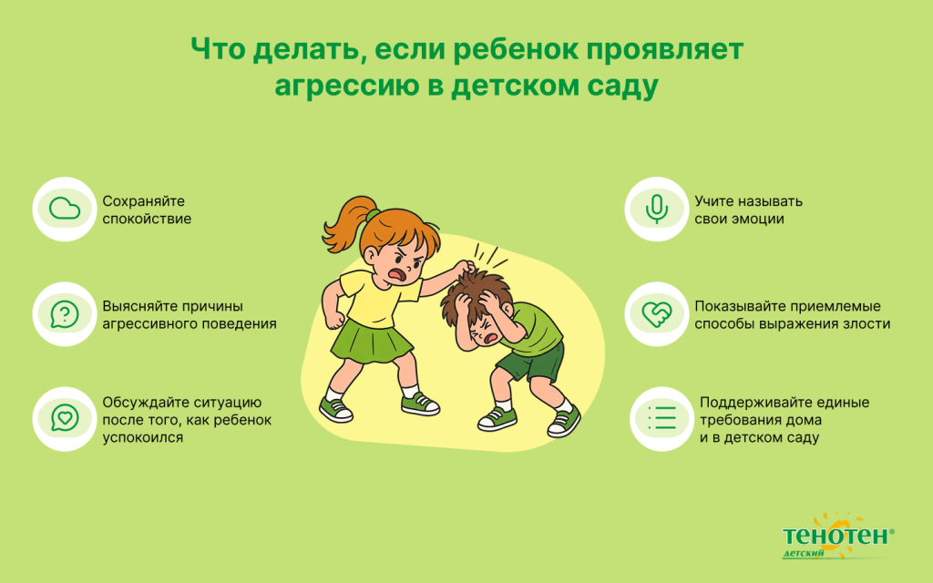 Что делать если ребенок проявляет агрессию в детском саду - Тенотен детский